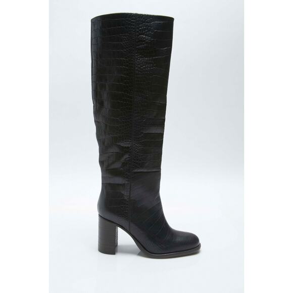 Free People Womens  Grayson Leather Knee High Boots Black Size 39.5 US 9.5 - Picture 1 of 14